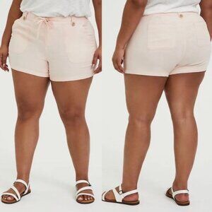 Torrid | Drawstring Short Short - Linen Light Pink | Size 22
